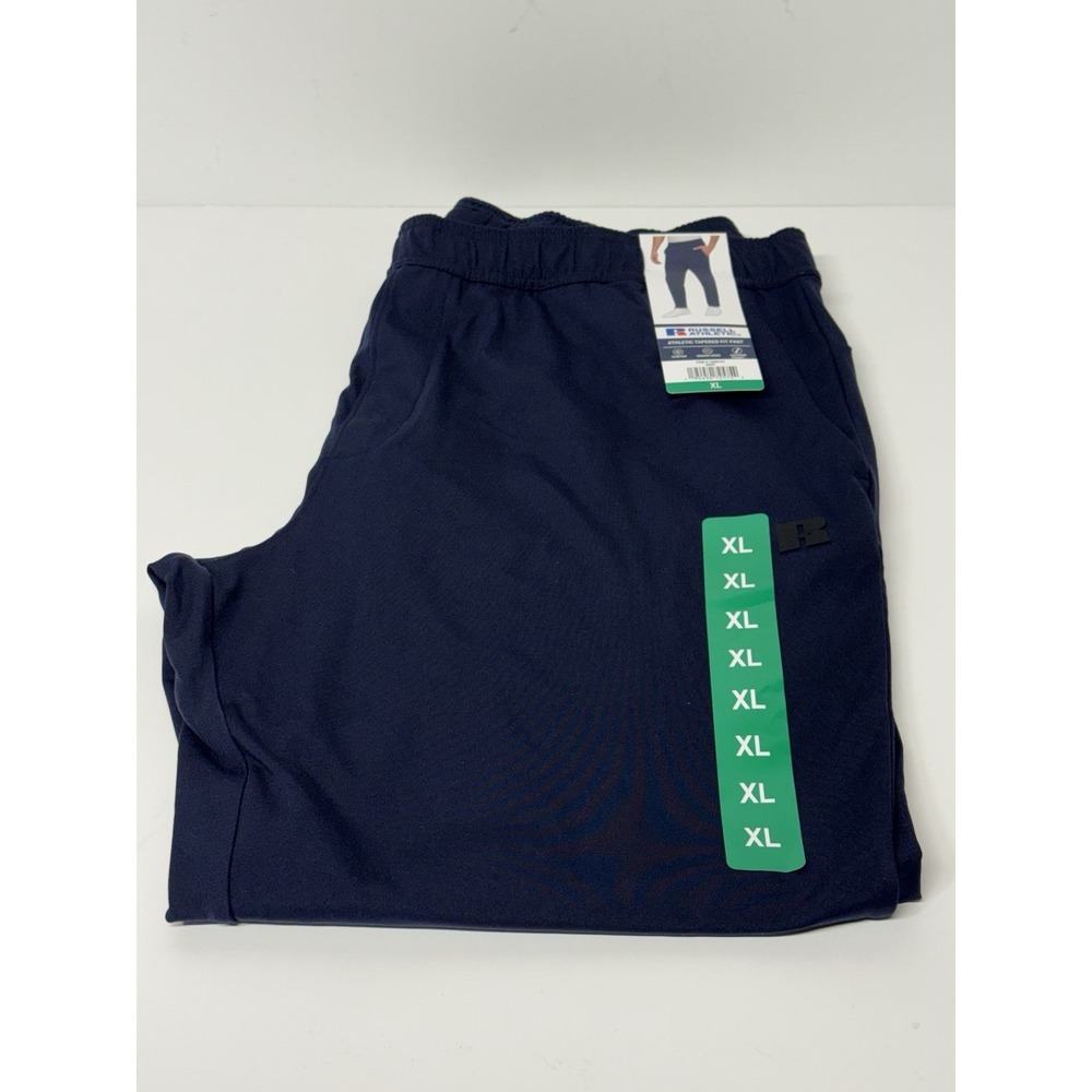 Russell Athletic Athletic Tapered Fit Pant Men's XL Navy Stretch Drawstring Zip